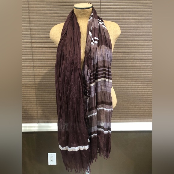 ✨Host Pick✨ Dark Brown/Grey striped scarf by Blu - Picture 1 of 3